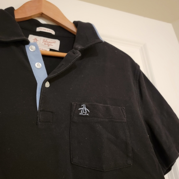 Penguin black polo tee. Size Small - Picture 3 of 4